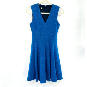 4C Anthropologie Navy Blue Sleeveless Stretch Weave Fit & Flare Dress Size XS